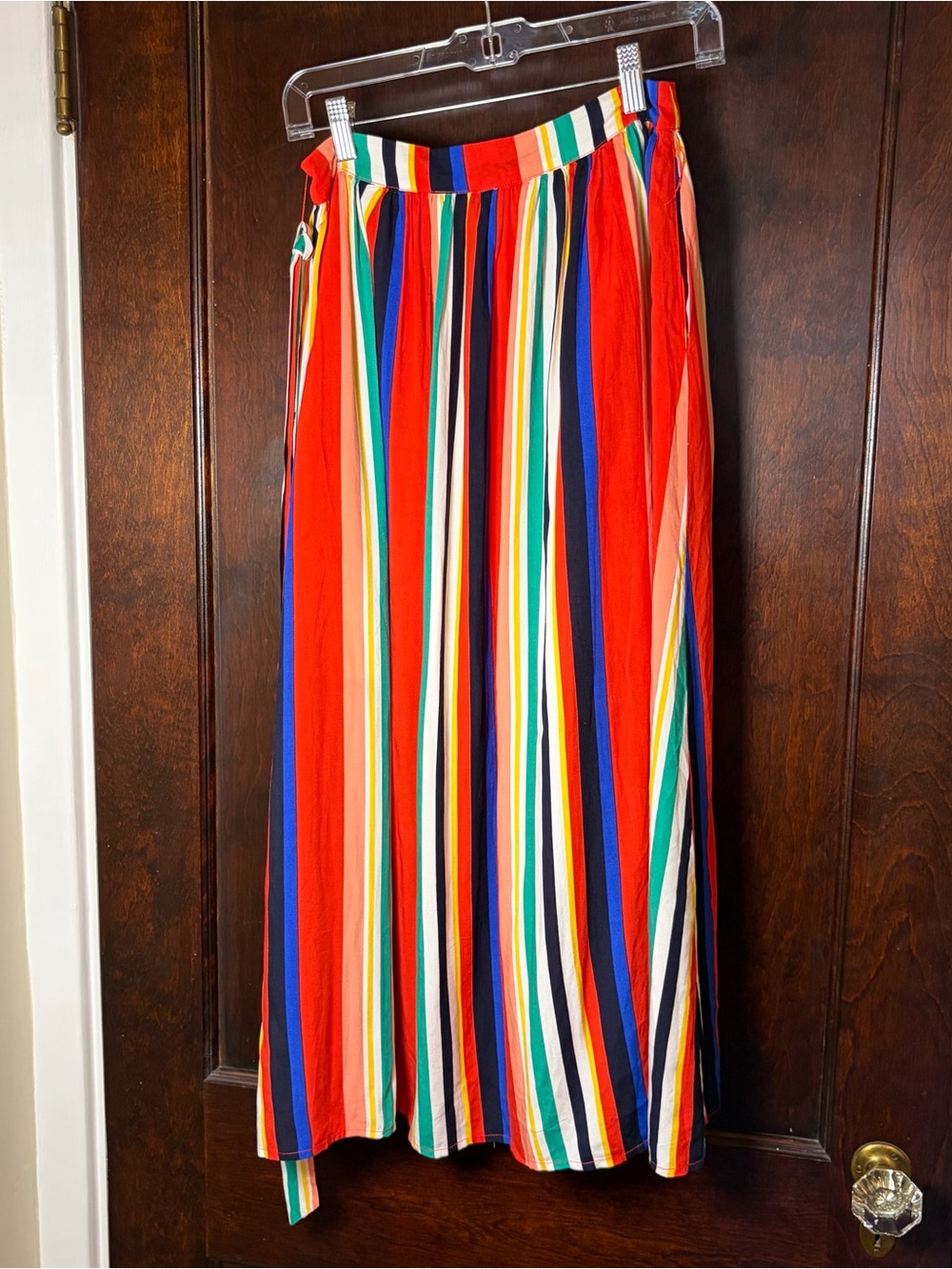 English Factory Skirt Small NWT Colorful Striped Modern Society Midi Button